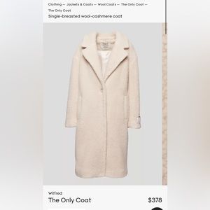Aritzia Wilfred “The Only Coat” in Ivory Cream